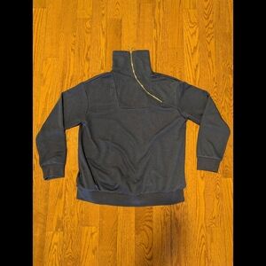 Navy Blue Women's Sweater With Gold Zipper